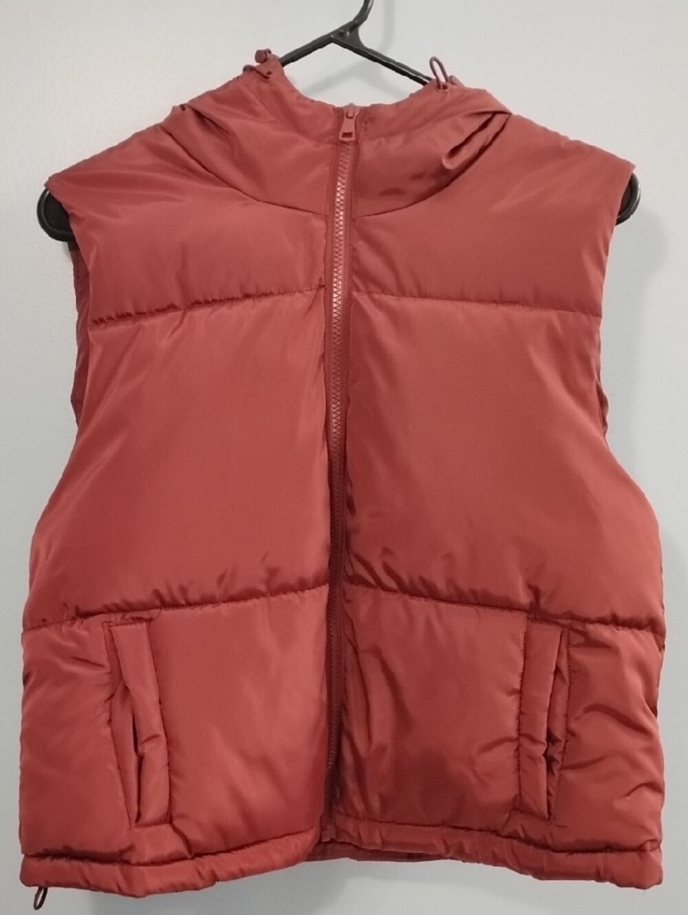 NWOT SugarKiss Dusty Rose Hooded Puffer Vest Size Medium - Picture 3 of 4